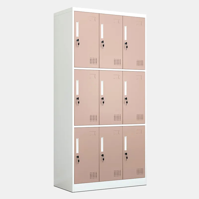 9 أبواب مقصورة معدنية صغيرة لخزانة ملابس الموظفين في صالة الألعاب الرياضية لغرفة تغيير الملابس