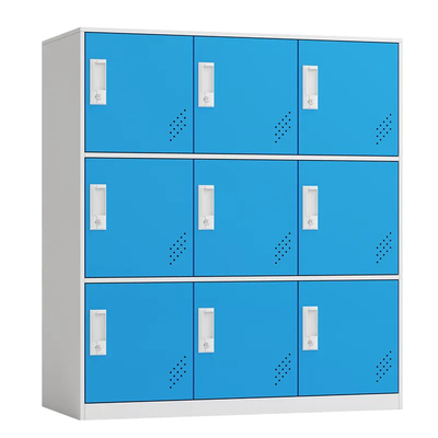 خزانة تخزين معدنية قابلة للتخصيص، أثاث 9 أبواب، صالة ألعاب رياضية، مكتب فولاذي صغير