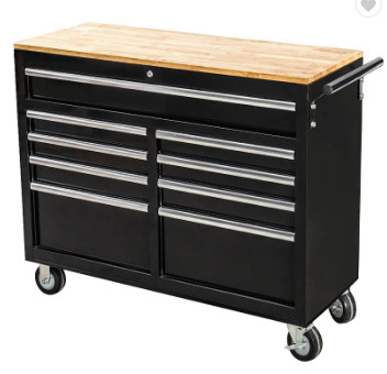 خزانة أدوات يدوية معدنية خزانة منضدة خشبية 9 أدراج أداة عربة عربة