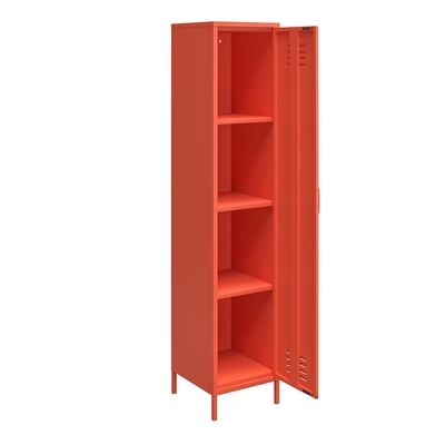 خزانة تخزين خزانة معدنية واحدة H1700 باللون البرتقالي تعبئة مسطحة بأقدام قابلة للتعديل