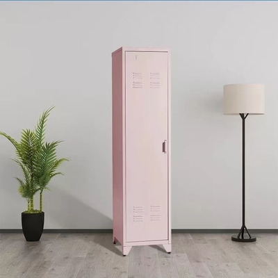 خزانة تخزين من الفولاذ باللون الوردي لغرفة النوم وأرجل قائمة وخزانة لتخزين الملابس العمودية